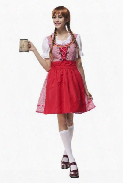 Charming Little Red Dress Beer Girl Uniform Cosplay Costumes