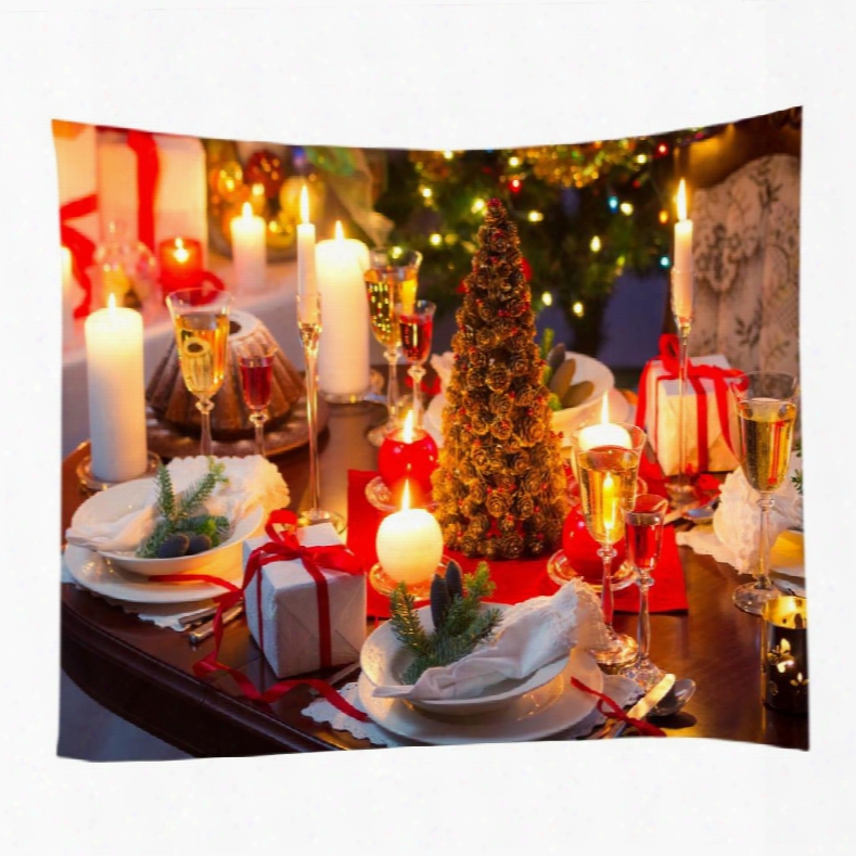 Christmas Reunion Dinner And Candlelight Decorative Hanging Wall Tapestry