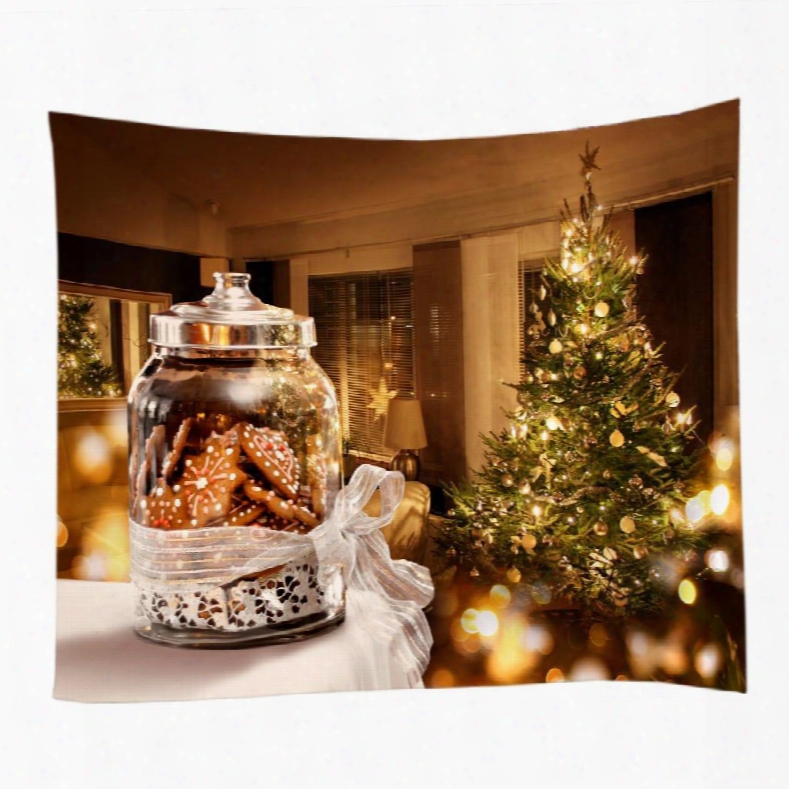 Christmas Trees Ornaments Pattern Decorative Hanging Wall Tapestry