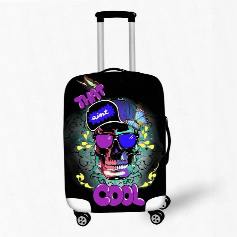 Colorful Skull Head Personality Design 3d Printed Waterproof Luggage Cover