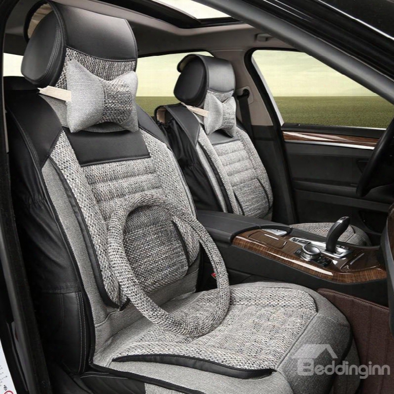 Comfy And Simple Design Soft And Breathable Linen Universal Car Seat Cover