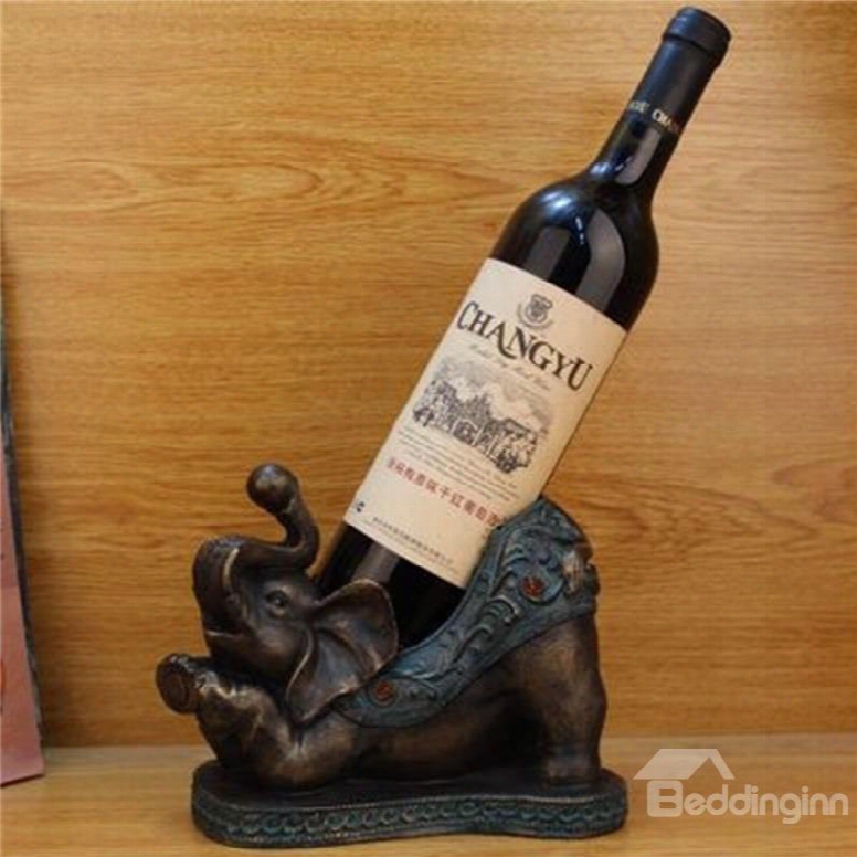 Creative And European Retro Lovely Elephant Table Decoration Wine Holder