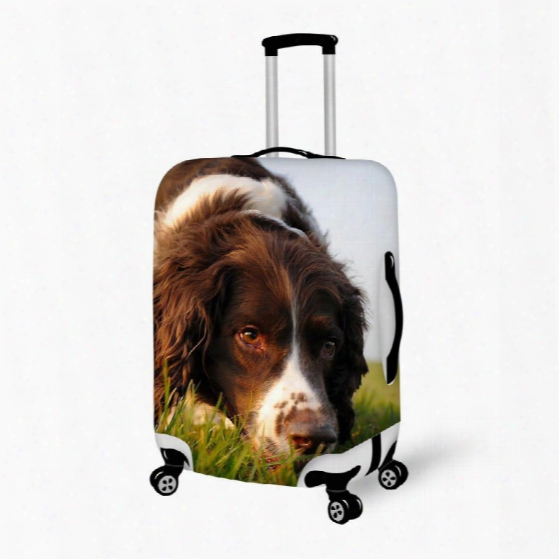 Dog Sniffing Grass Pattern 3d Painted Luggage Cover