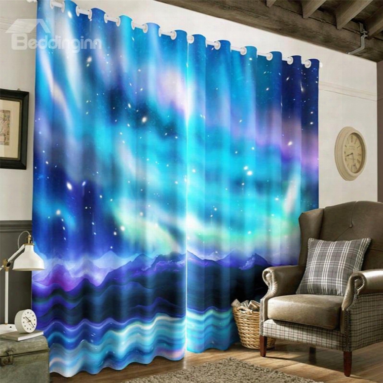 Dreamy Galaxy Printed 2 Panels Living Room And Bedroom Custom 3d Curtain