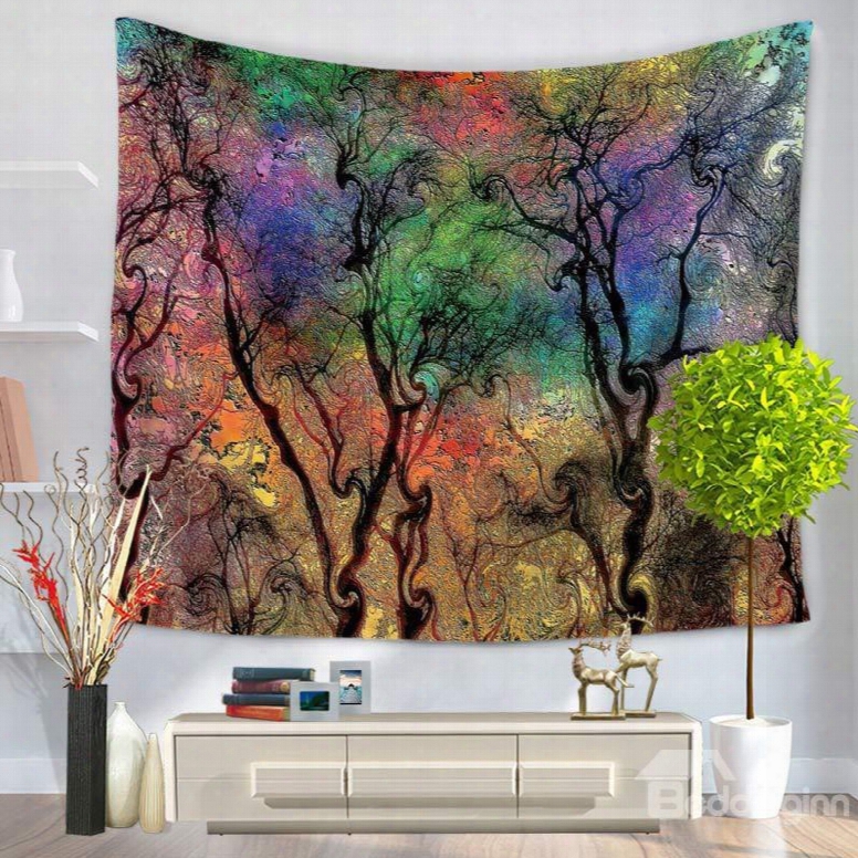 Dreamy Oil Painting Colorful Branches Prints Hanging Wall Tapestry