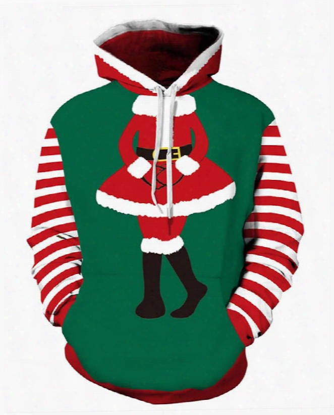 Dress Santa Christmas Long Sleeve 3d Pattern Hoodie