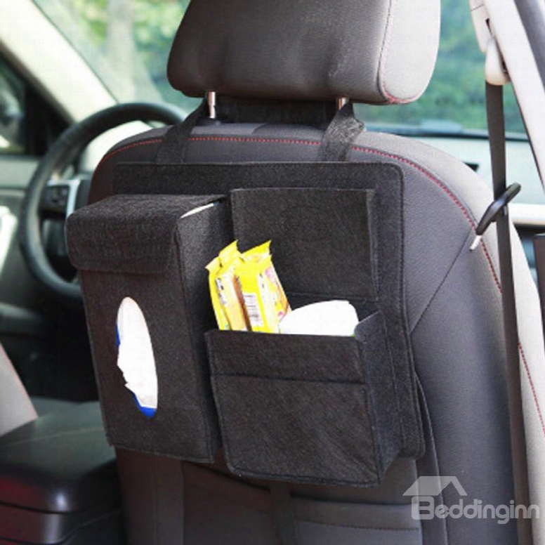 Durablee Soft Felt Material Multiole Pockets Black Car Backseat Organizer