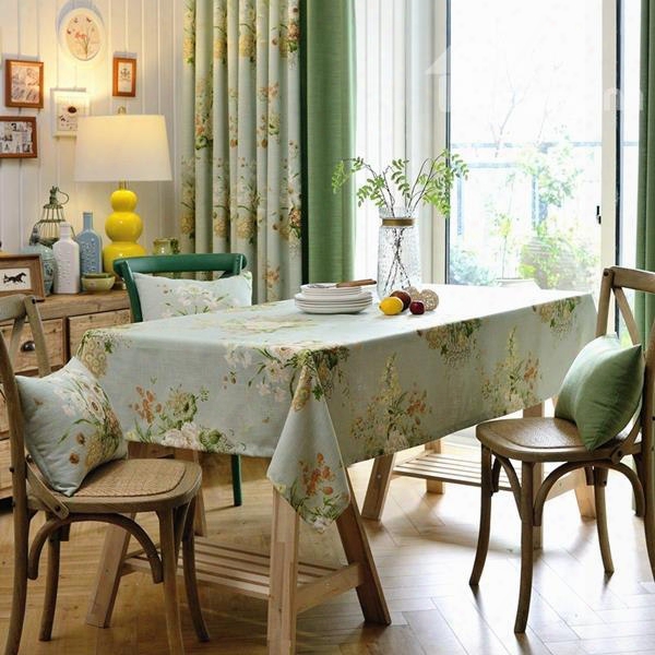 Elegant Fabric Rectangle Flower Pattern Dining Room Tablecloth