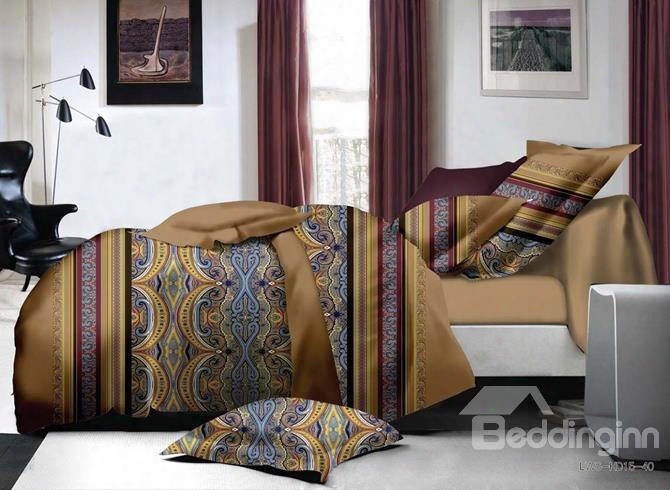 Fancy Retro Style 4-piece Polyester Duvet Cover Sets