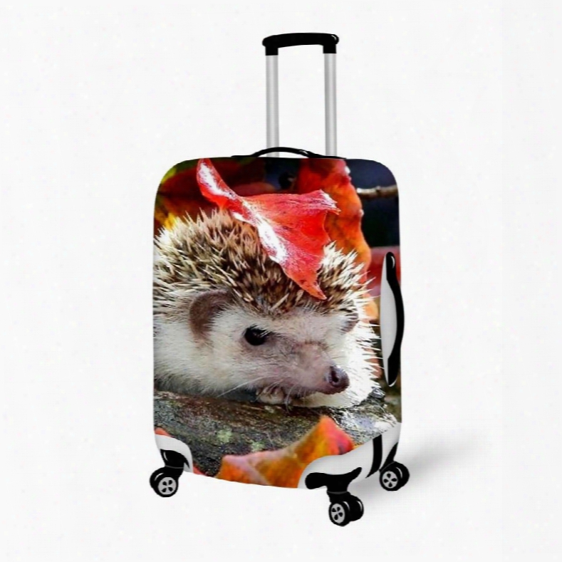 Fantastic Hedgehog And Leaves Pattern 3d Painted Luggage Cover