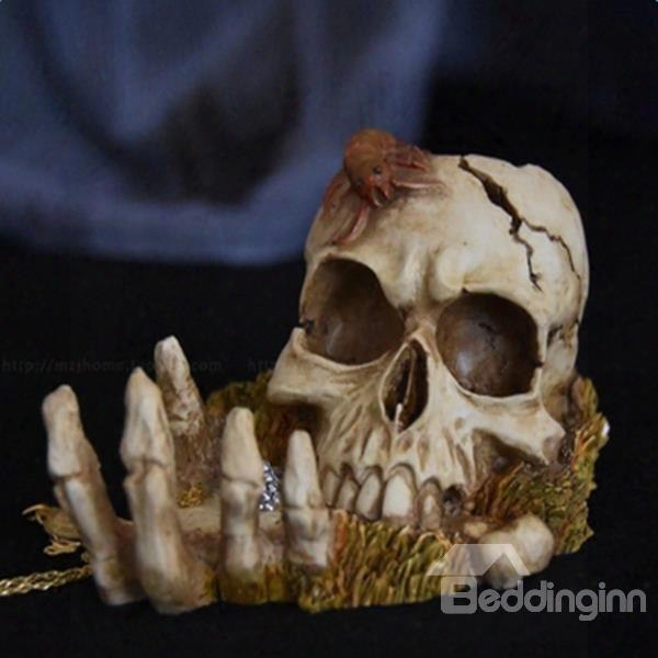 Fearful Emulational Resin Skull Shape Halloween Desktop Decoration