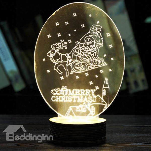 Festival Christmas Decoration Elk Pull Sled Pattern Table Lamp