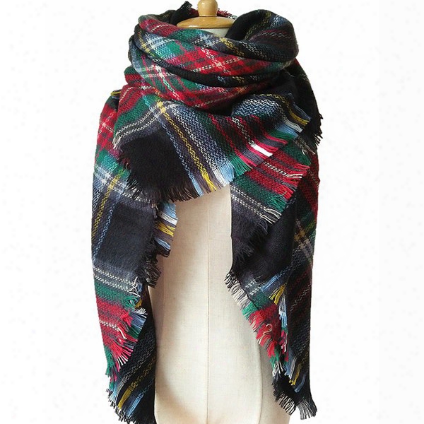 Flat Checkered Feathers Super Soft Luxurious Cashmere Winter Square Scarf