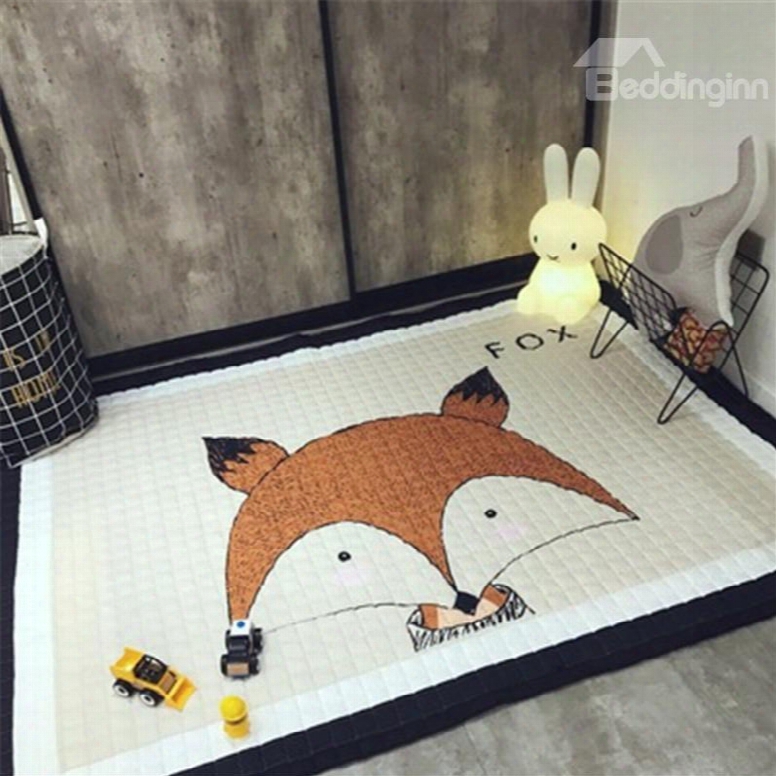 Fox Pattern Rectangular Polyester Baby Play Floor Mat/crawling Pad