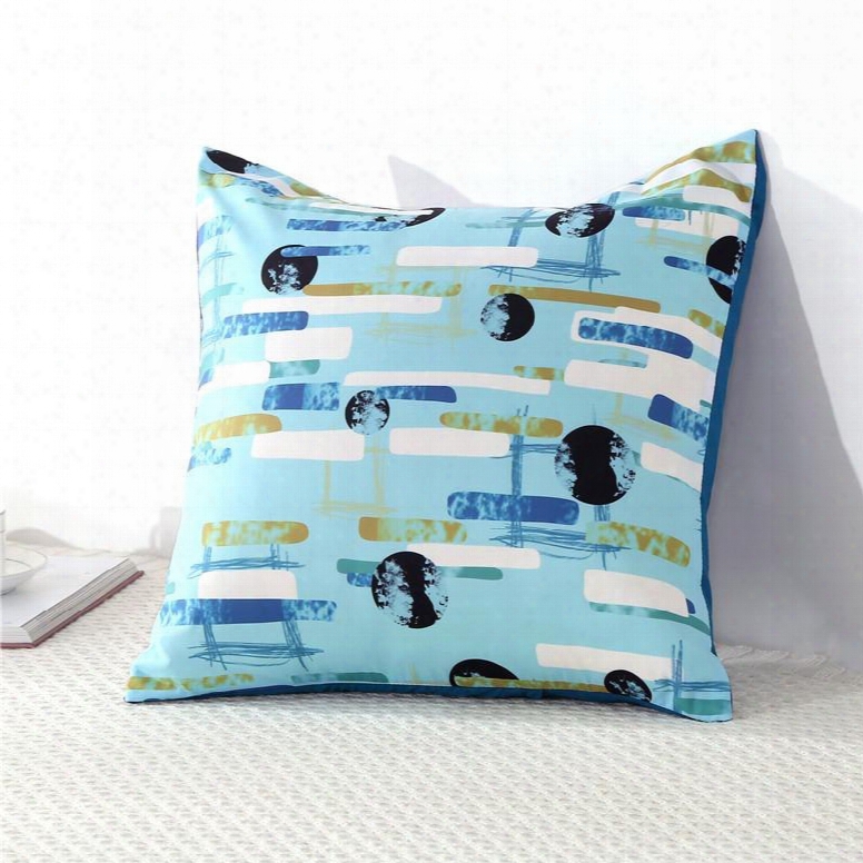 Galaxy And Flowing Lines Lake Blue Printed Decorative Square Polyester Throw Pillowcases