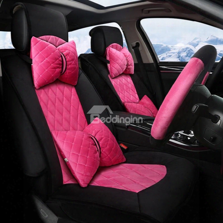 Girly Bright Color Design Durable Flax Material Universal Car Seat Covers