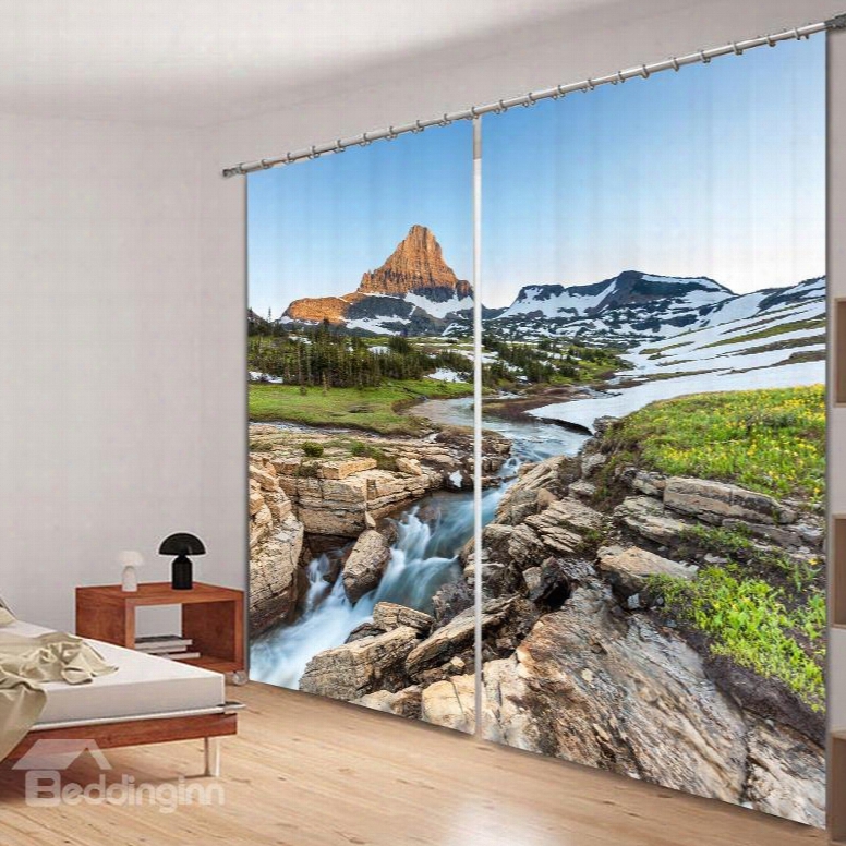 Graceful Nature Scenery Printed 3d Polyester Curtain