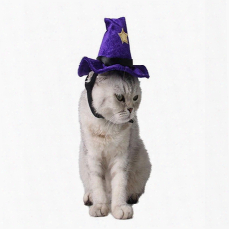 Halloween Costume Cat Witch Purple Fleece Hat
