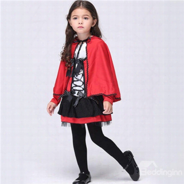 Halloween Withc Polyester And Net Cloth Red Kids Costume
