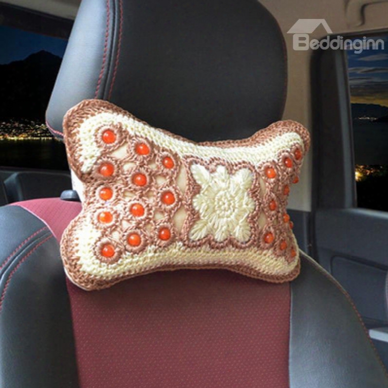 Hibh-grade Traditional Handmade Craftsmanship Embroidery Craft 1-pair Synthetic Fiber Material Car Headrest Pillow