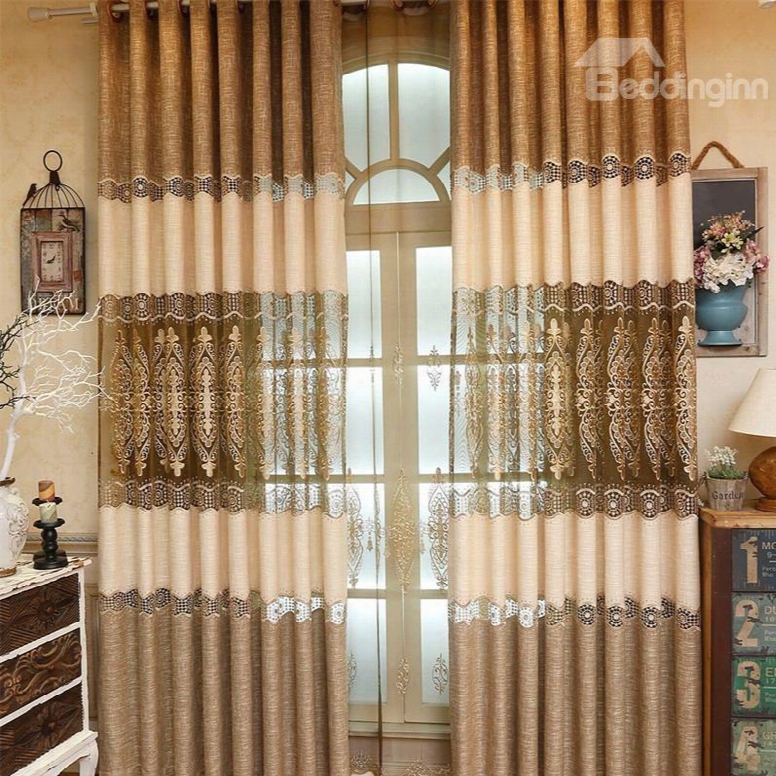 High Quality Chenille Materials Hollowed-out 2 Panels Living Room And Bedroom Drapes