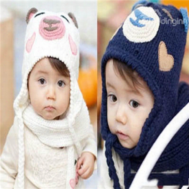 Little Bear Shaped Simple Style Yarn Multi-color Kids Hat