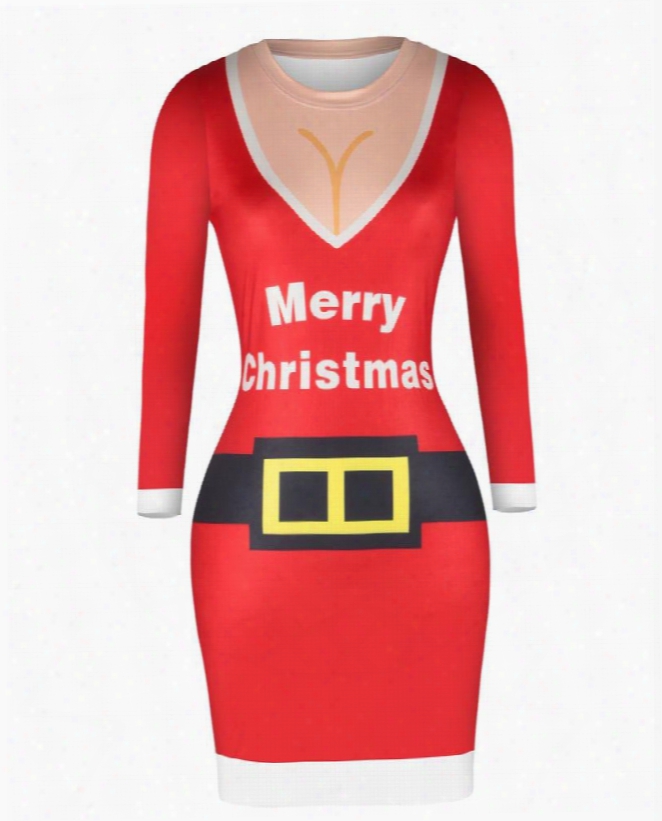 Merry Christmas Pattern Sweater Adorable Pullover Women Dress