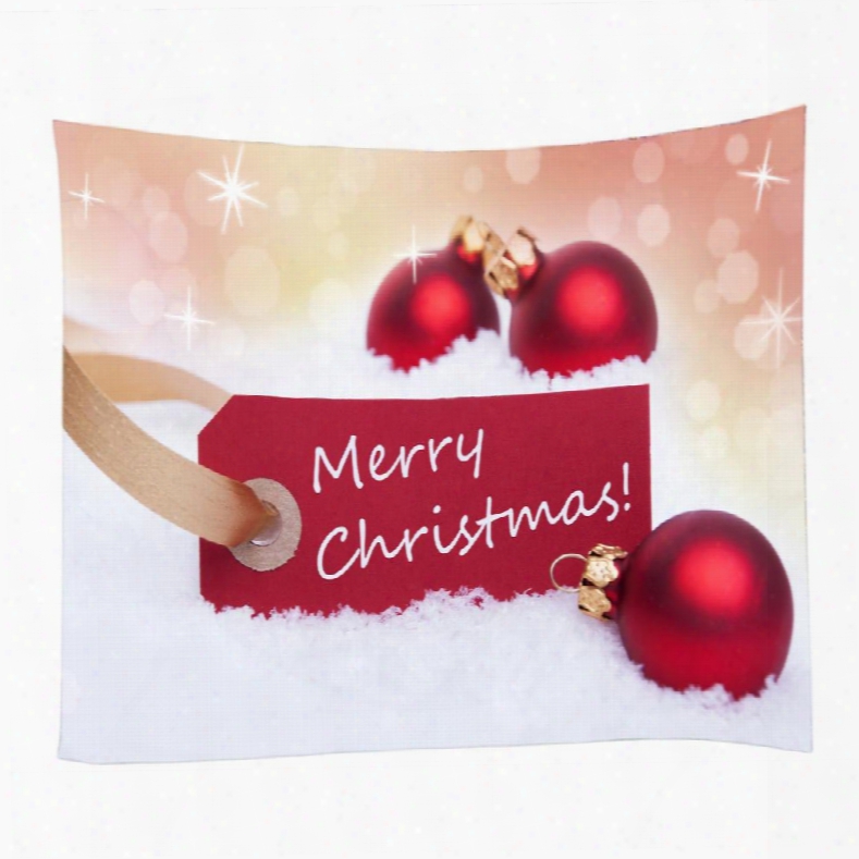 Merry Christmas Red Balls Pattern Decorative Hanging Wall Tpaestry