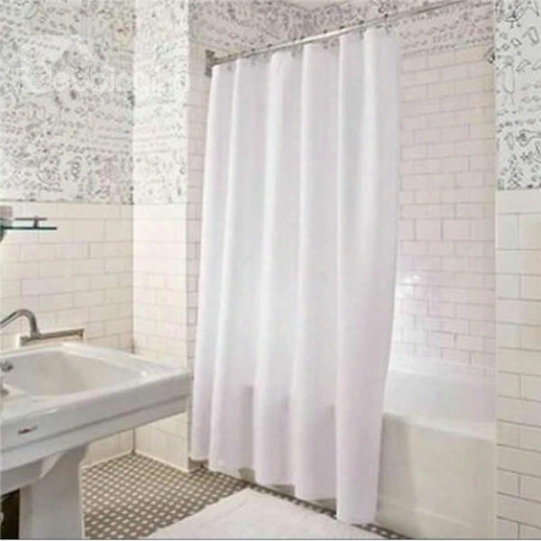 Mouldproof And Waterproof Polyester White Bathroom Shower Curtain