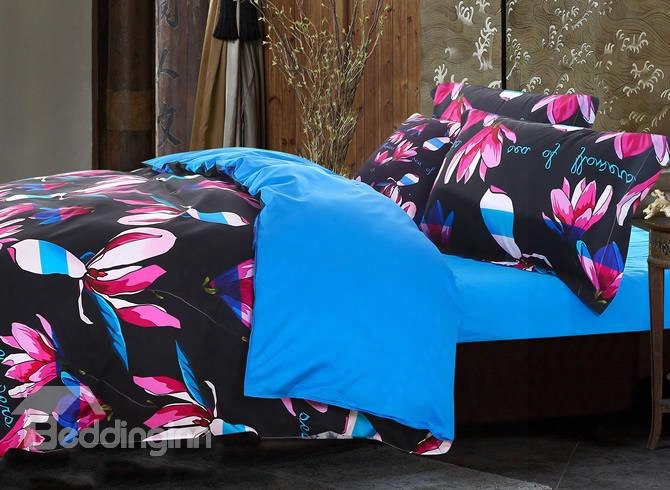 Multi-color Magnolia Buds Pattern 4-piece Polyester Bedding Sets/duvet Cover