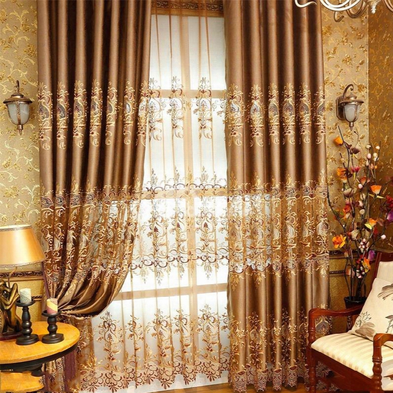 Nobel And Elegant European Style High Quality Chenille Embroidered Damask Sheer Curtain