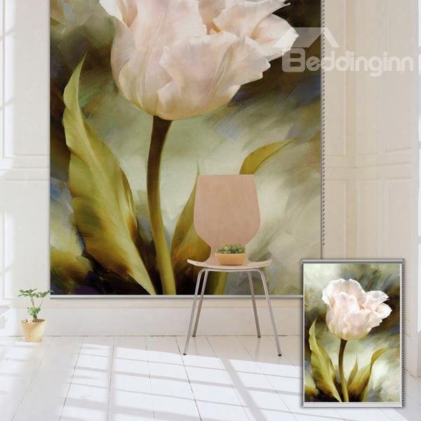 Oil Painting White Tulip Printing Blackout 3d Roller Shades