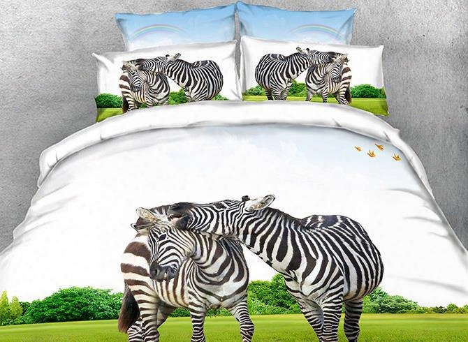 Onlwe 3d Zebra Whisper Printed 4-piece Bedding Sets/duvet Covers