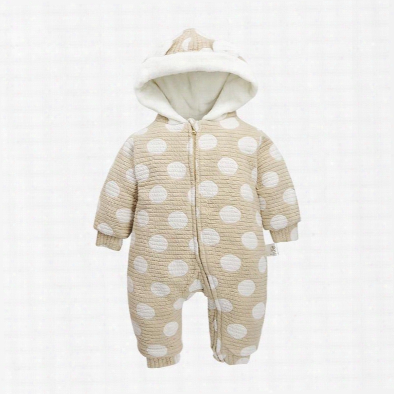 Polka Dot Cotton And Velvet Yellow Baby Sleeping Bag/jumpsuit