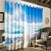 3D Beautiful Starfishes and Blue Sea and Clean Sky Printed Decorative and Blackout Drapes