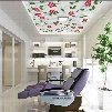 3D White Background with Red Flowers Waterproof Durable Eco-friendly Ceiling Murals