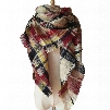 Lady Women's Lattice-Like Contrast Color Design Sheer Shawl Wrap Warm Cashmere