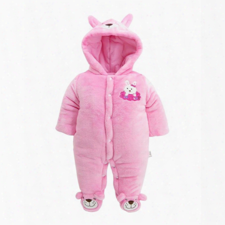 Rabbit Shape Flannel Simple Style Pink Baby Sleeping Bag