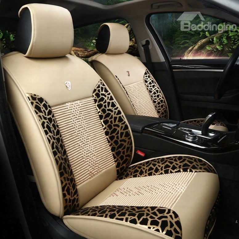 Simple Leopard Print Ice Silk And Rayon Cost-effective Car Seat Covers