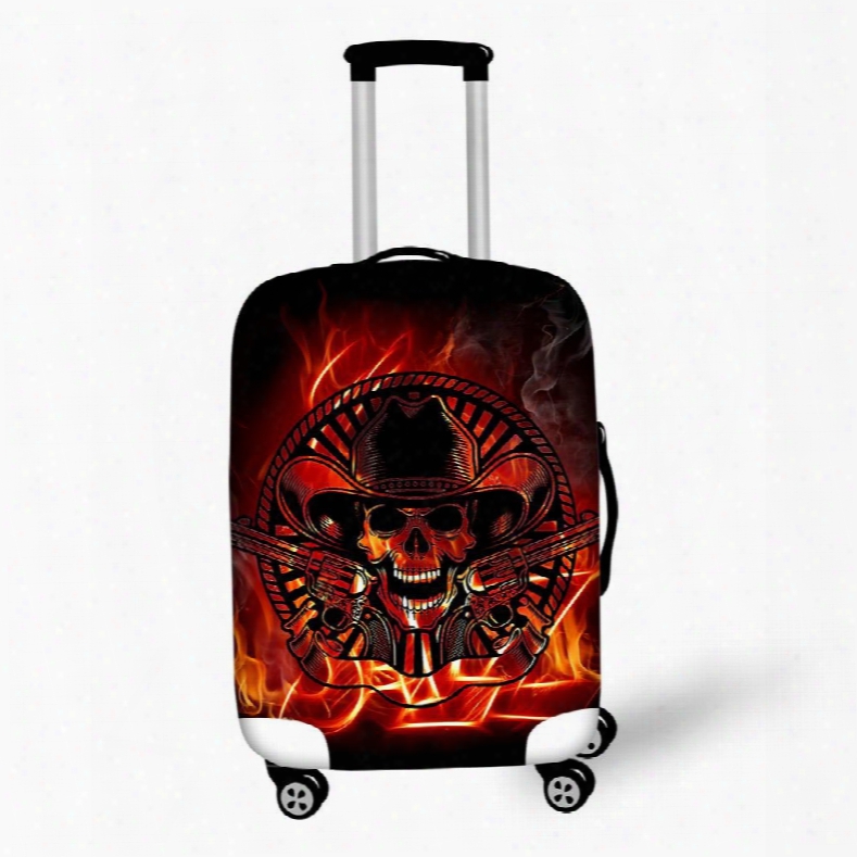 Skeleton Cowboy With Guns Personality Waterproof Washable 3d Luggage Covers