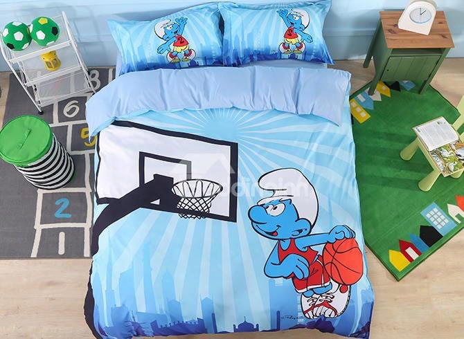 Smurf Playing Basketball 4-piece Bedding Sets/duvet Covers