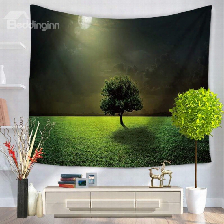 Solo Tree And Lights Flash Pattern Green Decorative Hanging Wall Tapestry