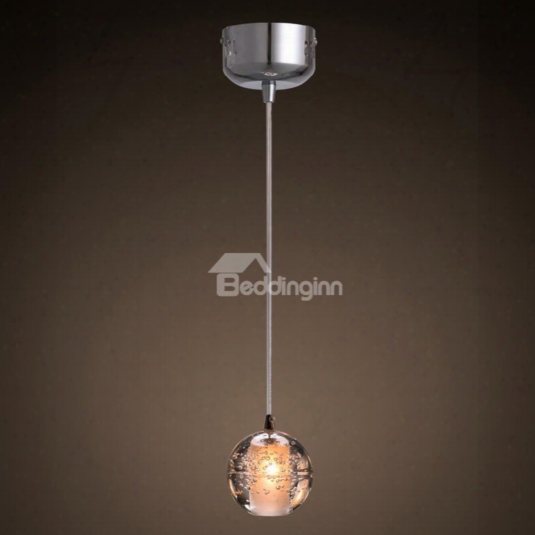 Transparent Simple Style Crystal Ball Shape Design Decorative Pendant Light