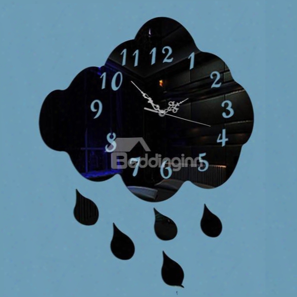 Universal Acrylic 3d Diy Cloud Design Battery Room Silent Wall Clock