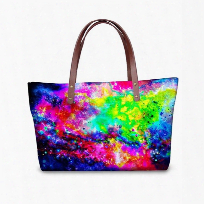 Universal Scenery Galaxy Colorful Waterproof Sturdy 3d Printed For Women Girls Shoulder Handbags