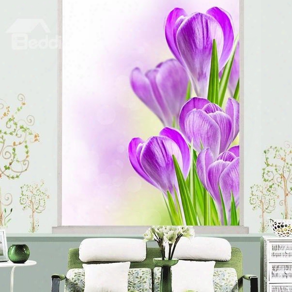 Vivid Purple Tulip Printing 3d Roller Shades