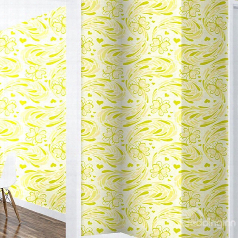 Yellow And Green Floral Printings 3d Waterproof Wall Mural
