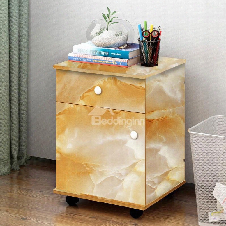 Yellow Faux Marble Wallpaper Pvc Waterproof Self-adhesive Cupboard Sticker