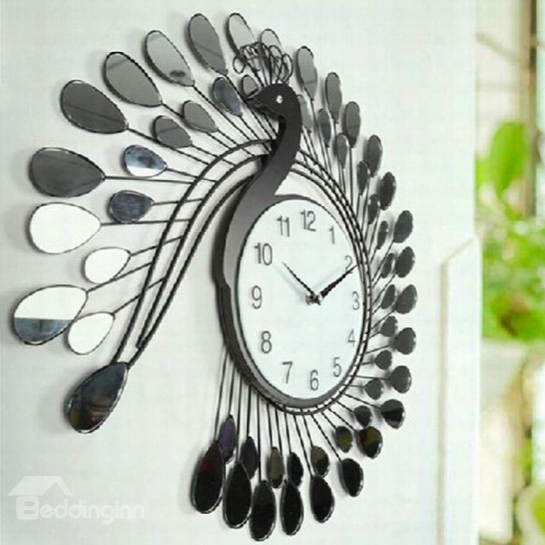 Alluring Creative Peacock Shape Home Decorative Wall Clock