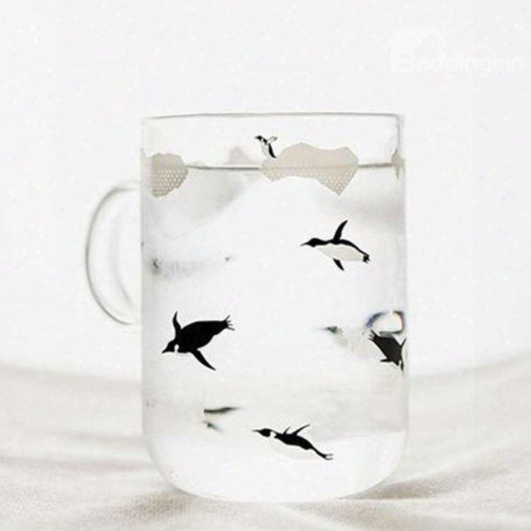 Amazing Creative Cute Penguin Pattern Glass Mug